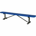 Global Industrial 8ft Outdoor Steel Flat Bench, Expanded Metal, Blue 277157BL